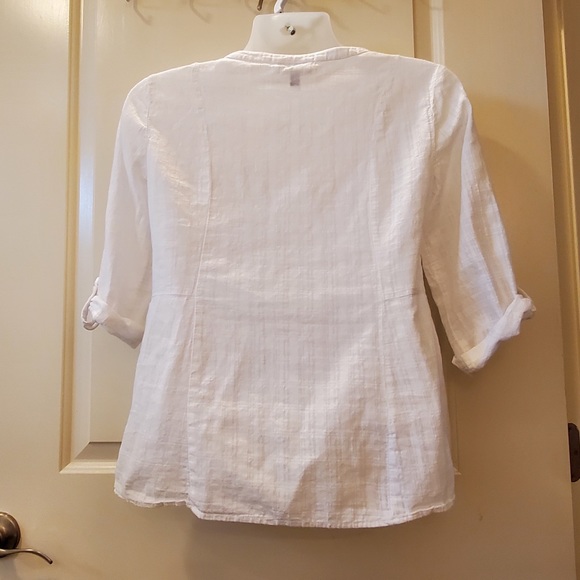 JM Collections, Petite Roll-up Button Tab Sleeve - Picture 2 of 4